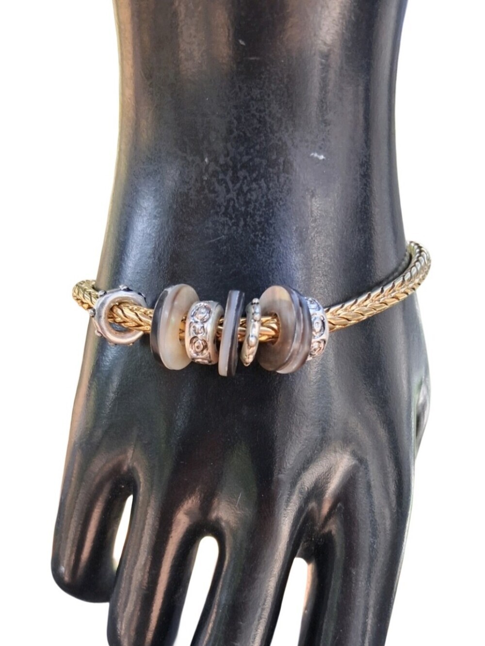 Chicos NWT Two Tone Mixed Metal Slide Charm Bracelet Magnetic Clasp